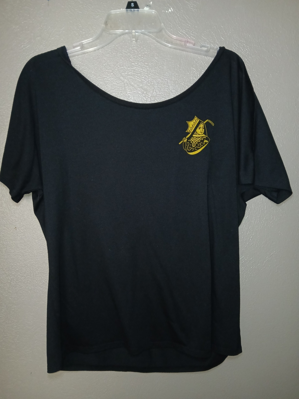 Source Unknown Black Short Sleeve Tee with Gold Crest Accent